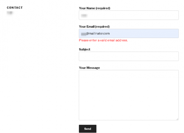 Sample output for Contact Form 7