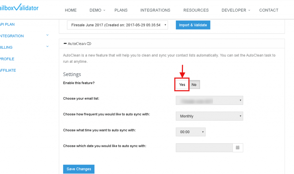 Enable the autoclean feature