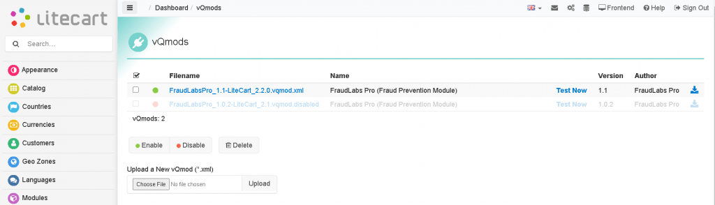 Upload the xml file for MailboxValidator to admin dashboard
