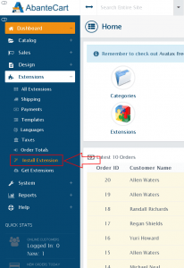 Login to your AbanteCart admin dashboard to install MailboxValidator extension