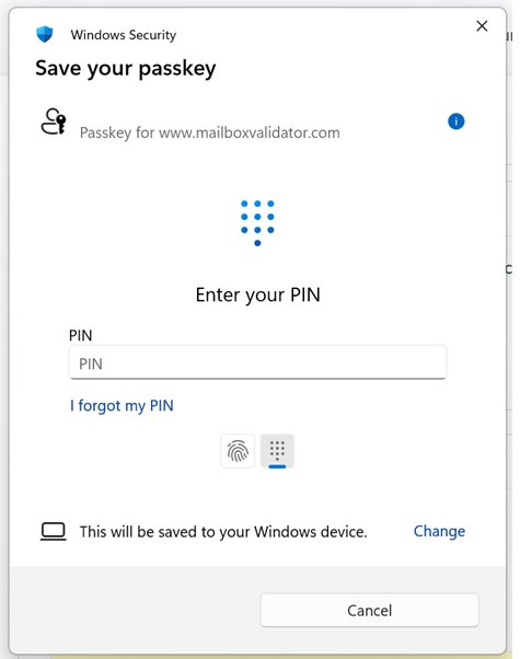 Save the passkey